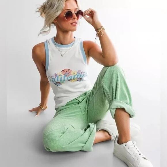 Billabong Pants - Billabong The Salty Blonde Chill Out High Waisted Corduroy Pants Pastel Green